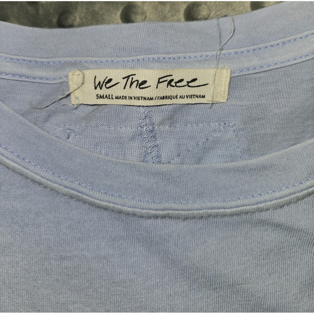 We The Free Free People Womens Oversized T-Shirt Lavender/Light Blue Crew Neck - Picture 3 of 11